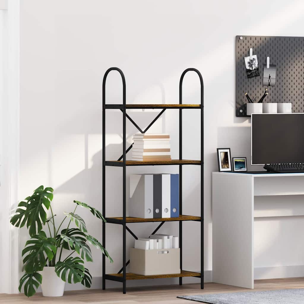 Hyllsystem 4 nivåer 60 x 30 x 146 cm Konstruerat trä Rökt ek