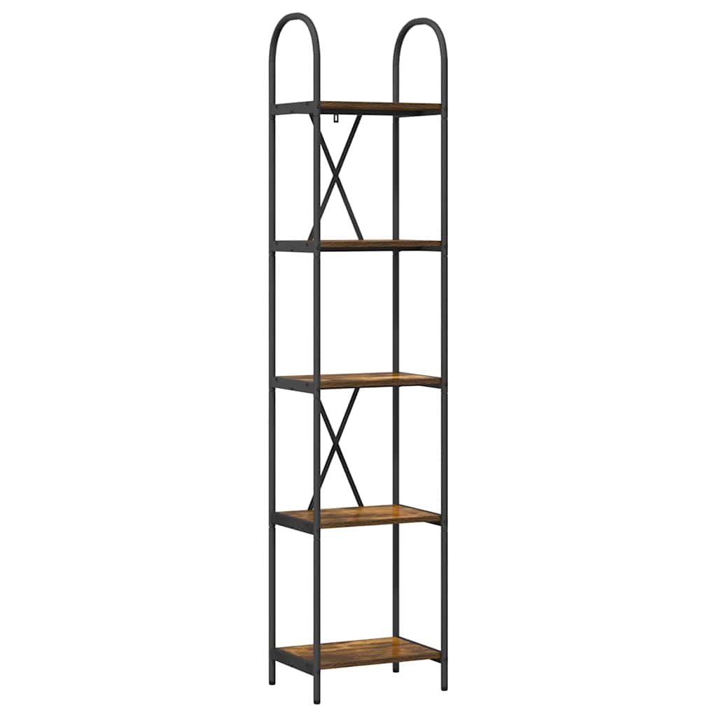 Hyllsystem 5 nivåer 40 x 30 x 183 cm Konstruerat trä Rökt ek