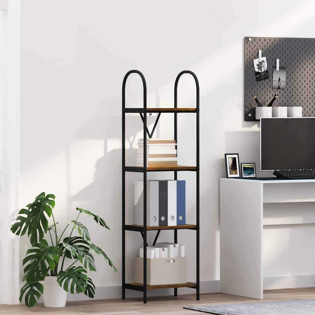 Hyllsystem 4 nivåer 40 x 30 x 146 cm Konstruerat trä Rökt ek