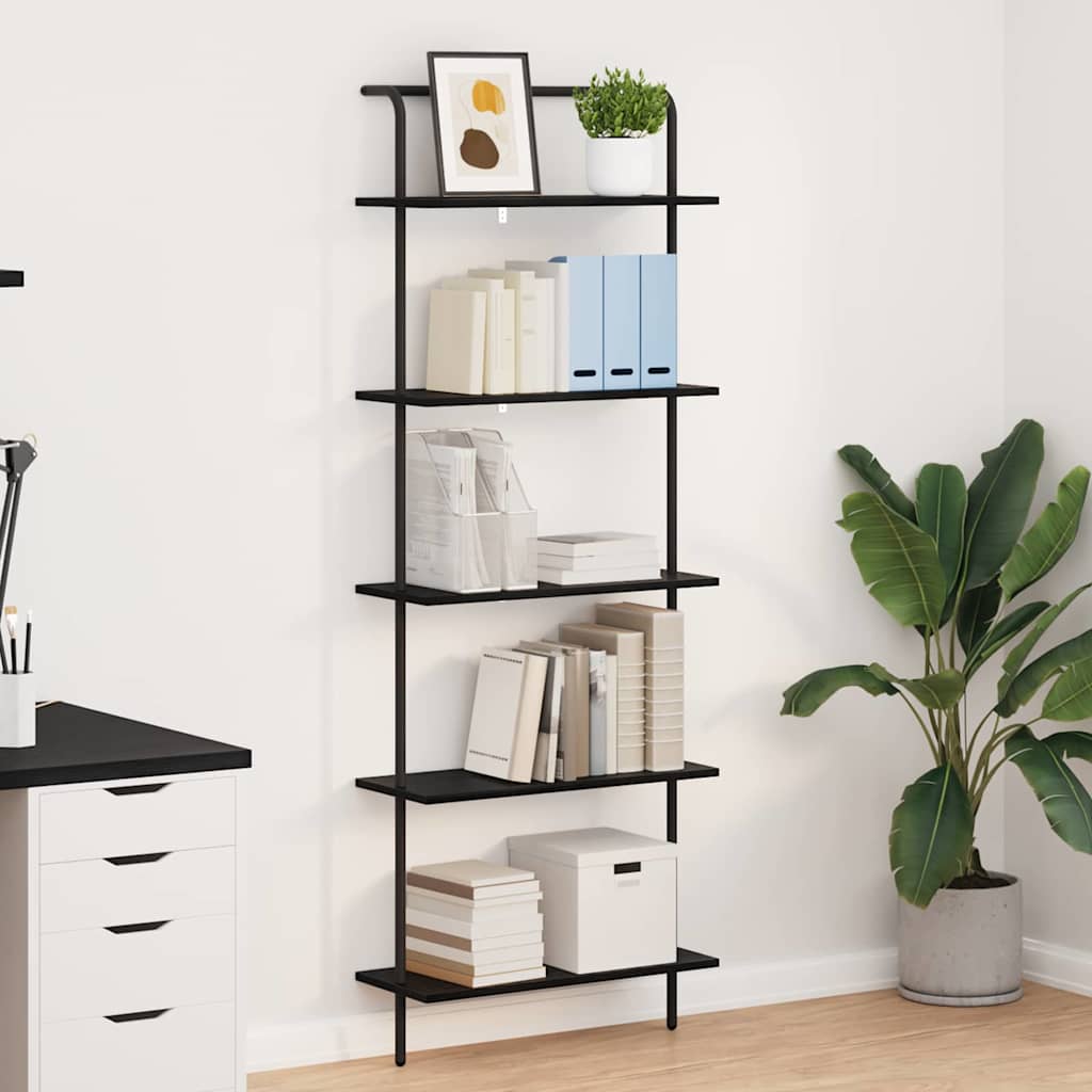 Hyllsystem 5 nivåer 60 x 24 x 168 cm Konstruerat trä Svart Ek