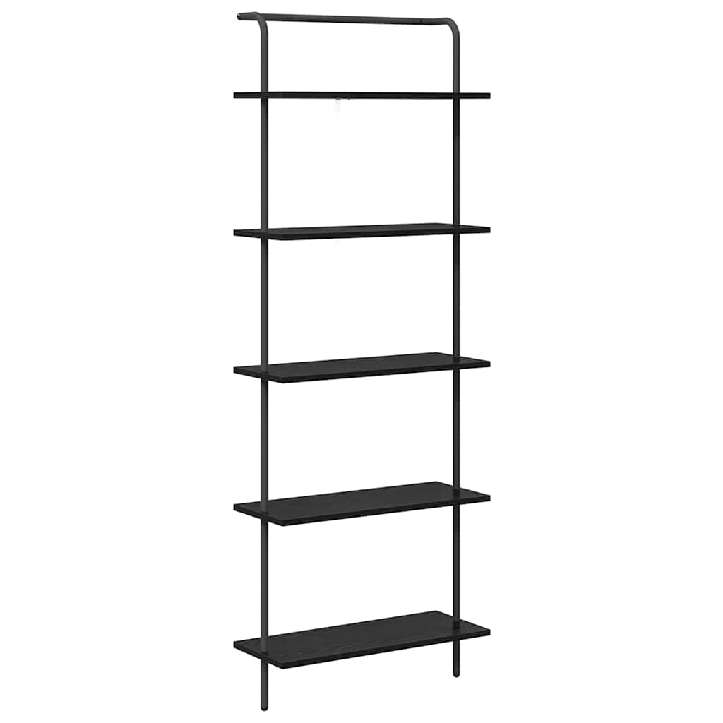 Hyllsystem 5 nivåer 60 x 24 x 168 cm Konstruerat trä Svart Ek
