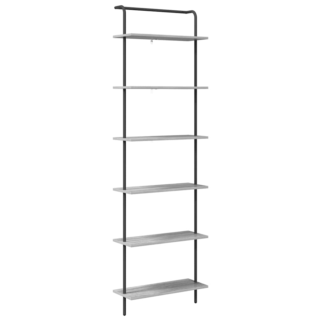 Hyllsystem 6 nivåer 60 x 24 x 203 cm Konstruerat trä Grå Sonoma