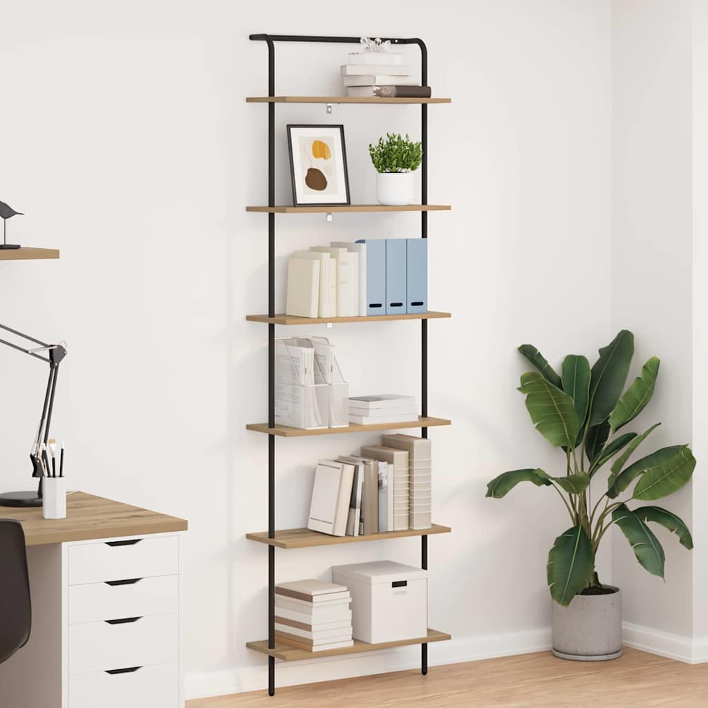 Hyllsystem 6 nivåer 60 x 24 x 203 cm Konstruerat trä Artisan Ek