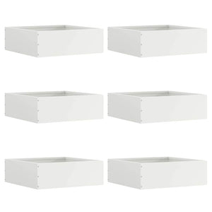 Kant för gräsmatta 6 pcs Vit 40 x 40 x 13 cm Stål