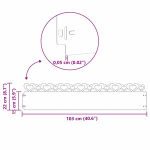 Gräskanter 20 pcs Svart 103 x 0,05 x 22 cm Stål