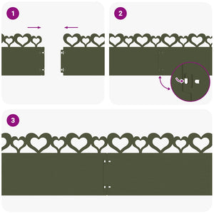 Gräskanter 10 pcs Olivgrön 103 x 0,05 x 22 cm Stål