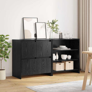 Sideboard 2 pcs Svart Ek 70 x 41 x 75 cm Konstruerat trä