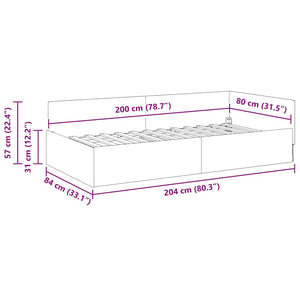 Hörn Sängram med huvudgavel Ljusgrå 80 cm x 200 cm Sammet