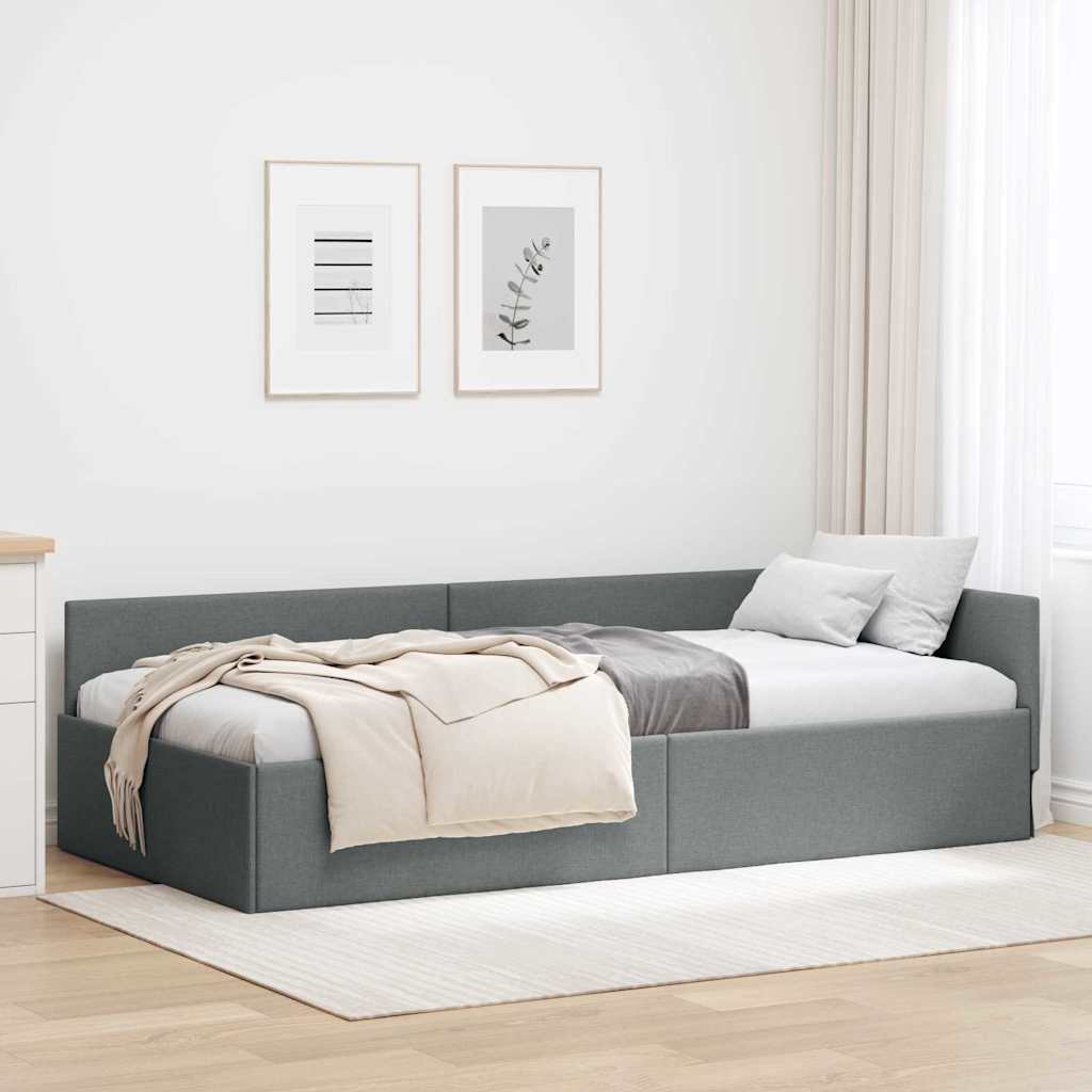 Hörn Sängram med huvudgavel Mörkgrå 100 cm x 200 cm tyg