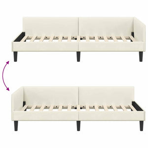 Hörn Sängram med huvudgavel Kräm 90 cm x 190 cm Sammet