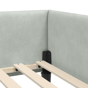 Hörn Sängram med huvudgavel Ljusgrå 100 cm x 200 cm Sammet