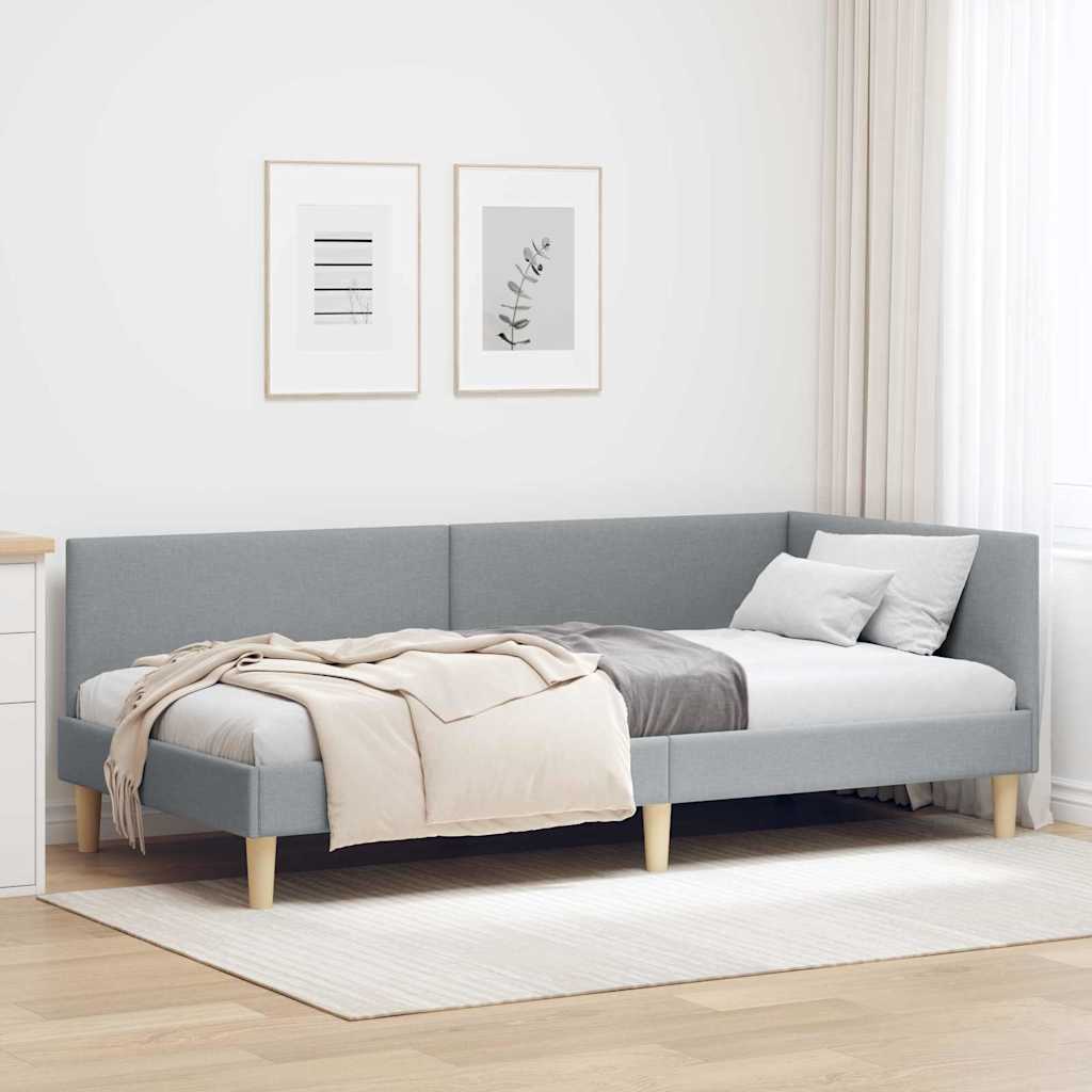 Hörn Sängram Ljusgrå 80 cm x 200 cm Tyg och plywood