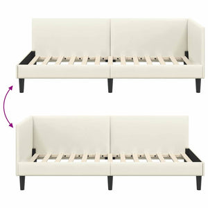 Hörn Sängram med huvudgavel Kräm 80 cm x 200 cm Sammet