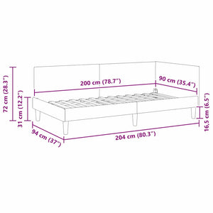 Hörn Sängram med huvudgavel Svart 90 cm x 200 cm Sammet