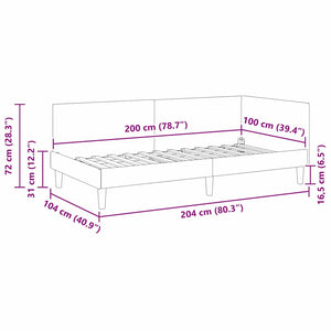 Hörn Sängram med huvudgavel Turkos 100 cm x 200 cm Sammet