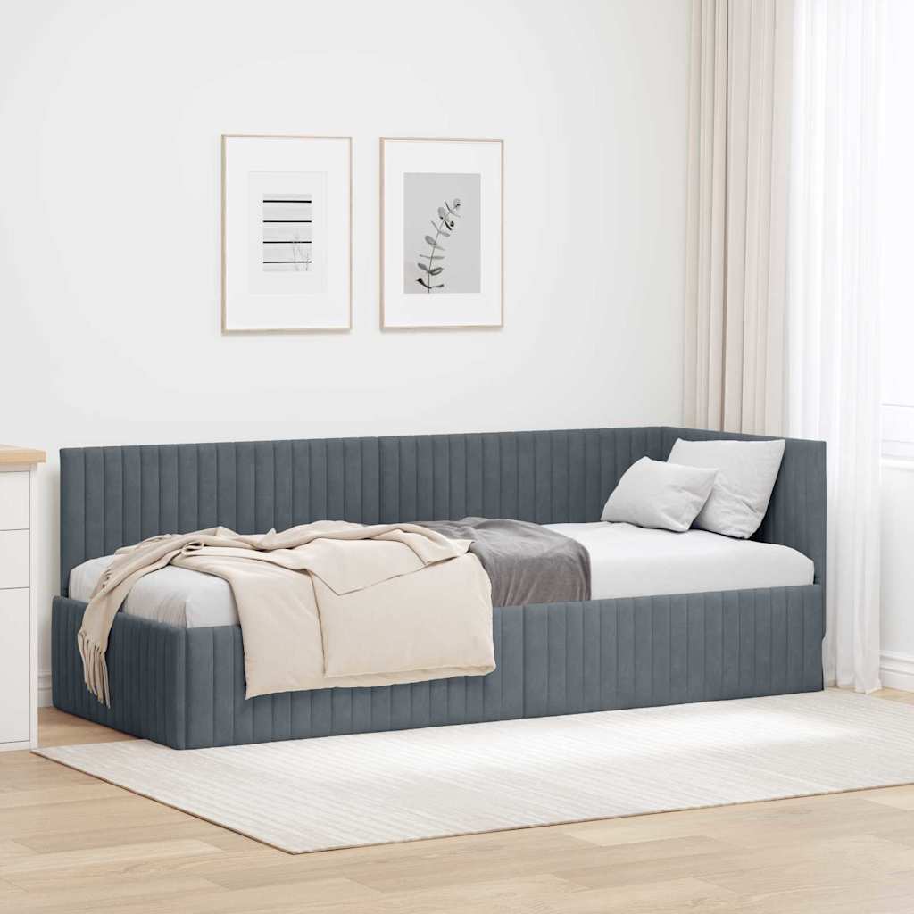 Hörn Sängram med huvudgavel Mörkgrå 80 cm x 200 cm Sammet