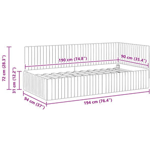 Hörn Sängram med huvudgavel Gul 90 cm x 190 cm Sammet