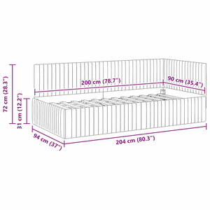 Hörn Sängram med huvudgavel Gul 90 cm x 200 cm Sammet