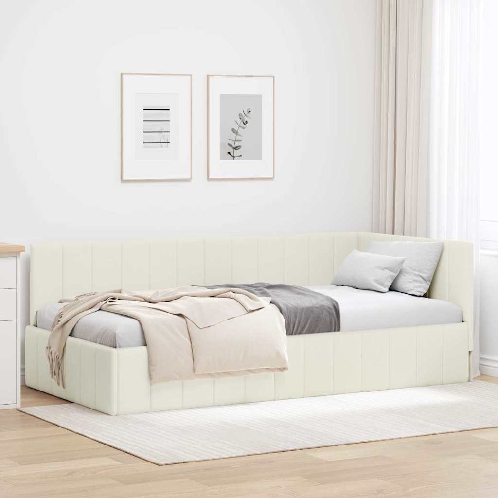 Hörn Sängram med huvudgavel Kräm 100 cm x 200 cm Sammet