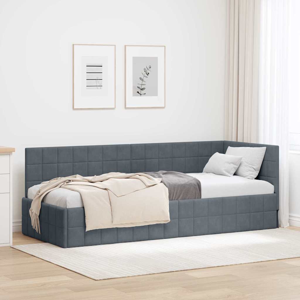 Hörn Sängram med huvudgavel Mörkgrå 80 cm x 200 cm Sammet