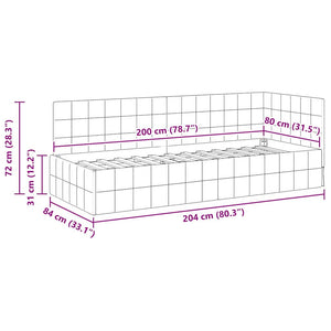 Hörn Sängram med huvudgavel Turkos 80 cm x 200 cm Sammet