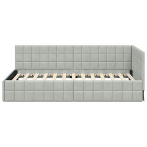 Hörn Sängram med huvudgavel Ljusgrå 90 cm x 200 cm Sammet