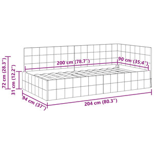 Hörn Sängram med huvudgavel Ljusgrå 90 cm x 200 cm Sammet