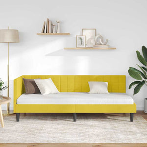 Hörn Sängram med huvudgavel Gul 80 cm x 200 cm Sammet