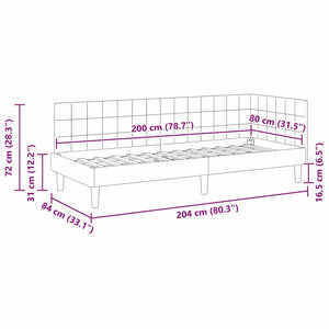Hörn Sängram med huvudgavel Gul 80 cm x 200 cm Sammet