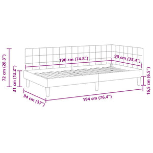 Hörn Sängram med huvudgavel Mörkgrön 90 cm x 190 cm Sammet