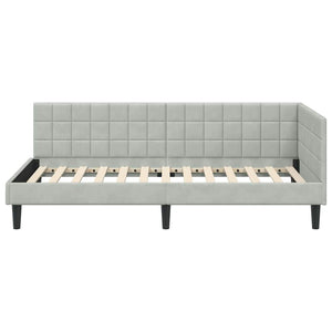 Hörn Sängram med huvudgavel Ljusgrå 90 cm x 200 cm Sammet