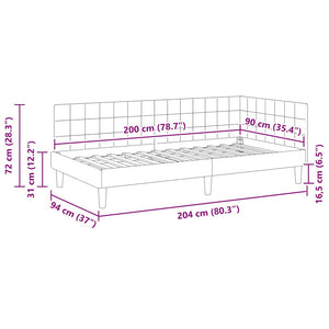 Hörn Sängram med huvudgavel Ljusgrå 90 cm x 200 cm Sammet