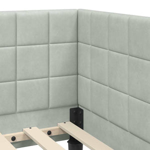 Hörn Sängram med huvudgavel Ljusgrå 100 cm x 200 cm Sammet