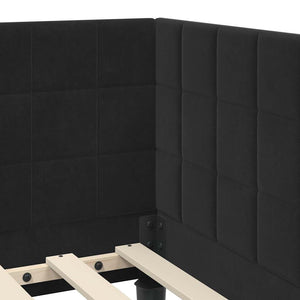 Hörn Sängram med huvudgavel Svart 100 cm x 200 cm Sammet