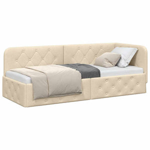 Hörn Sängram med huvudgavel Kräm 80 x 200 cm tyg