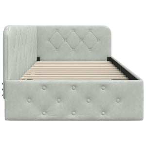 Hörn Sängram med huvudgavel Ljusgrå 90 x 200 cm Sammet