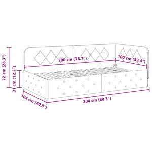 Hörn Sängram med huvudgavel Turkos 100 x 200 cm Sammet