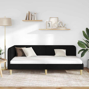 Hörn Sängram med huvudgavel Svart 90 x 200 cm tyg