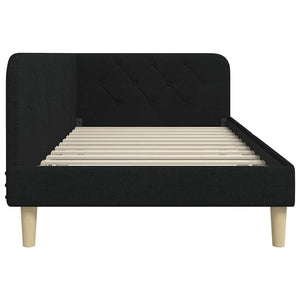 Hörn Sängram med huvudgavel Svart 90 x 200 cm tyg