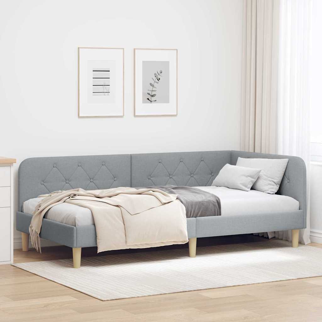 Hörn Sängram Ljusgrå 100 x 200 cm tyg