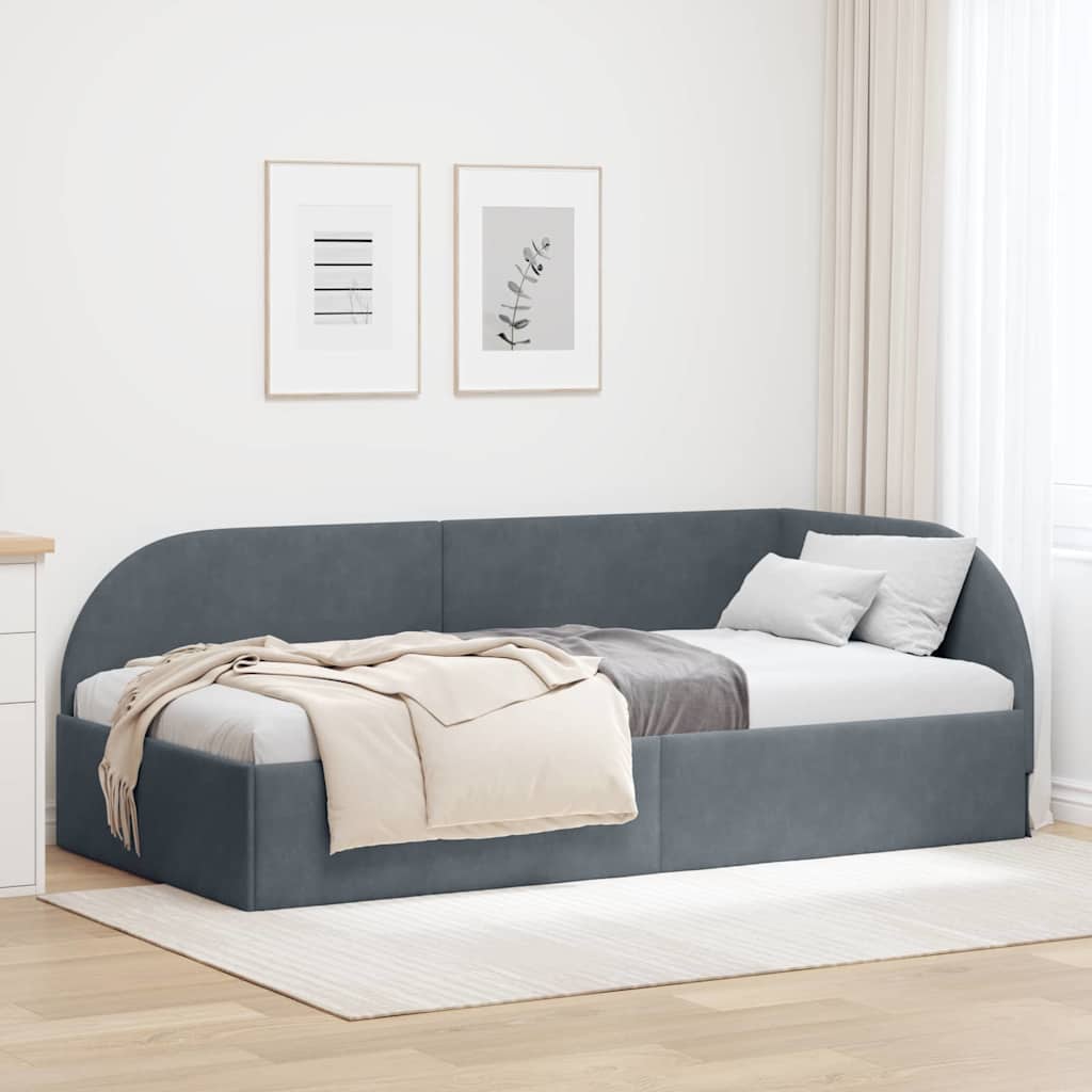 Hörn Sängram med huvudgavel Mörkgrå 80 cm x 200 cm Sammet