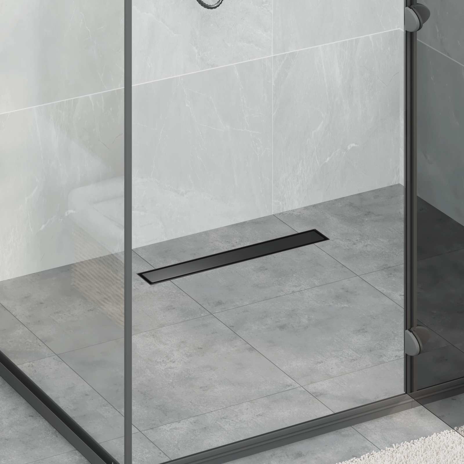 2 i 1 Duschavlopp Svart 60 cm Rostfritt Stål 304