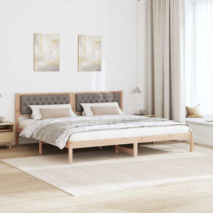Sängram med huvudgavel Taupe 200 x 200 cm Massiv furu