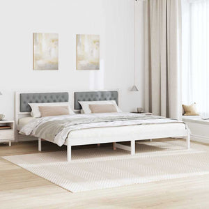 Sängram med huvudgavel Ljusgrå 200 x 200 cm Massiv furu