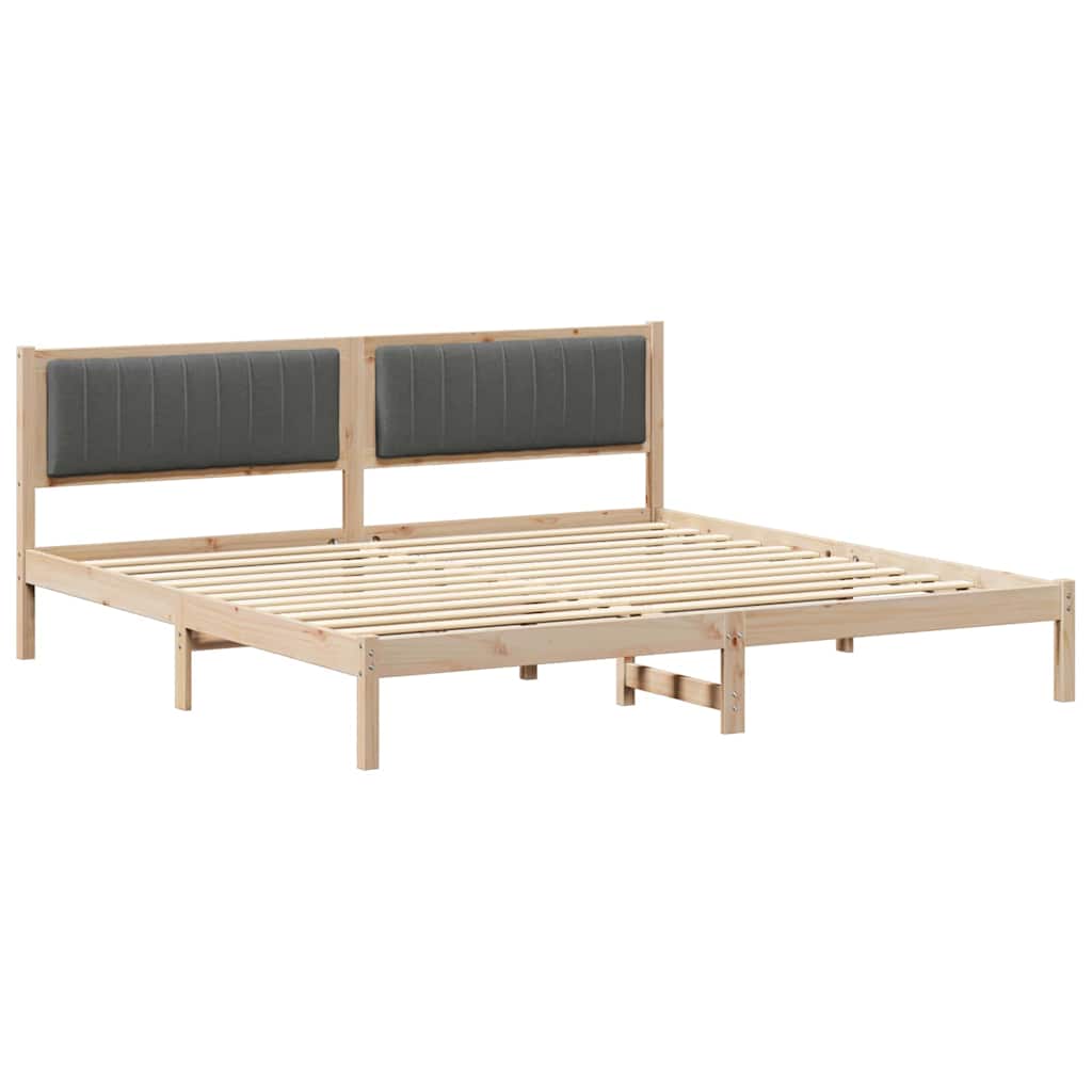 Sängram med huvudgavel Mörkgrå 200 x 200 cm Massiv furu