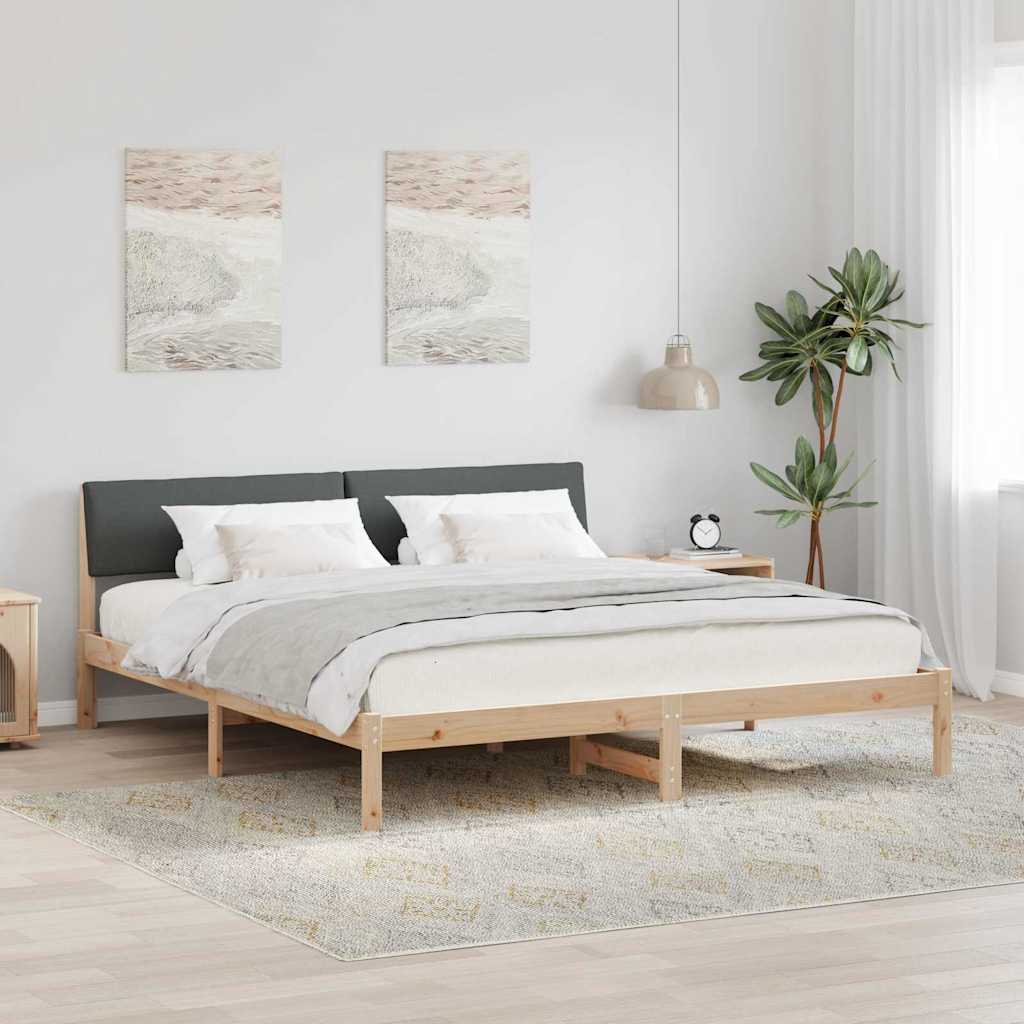 Sängram brun och mörkgrå 200 x 200 cm Massiv furu