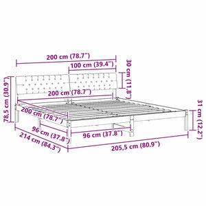 Sängram med huvudgavel Brun och taupe 200 x 200 cm Massiv furu