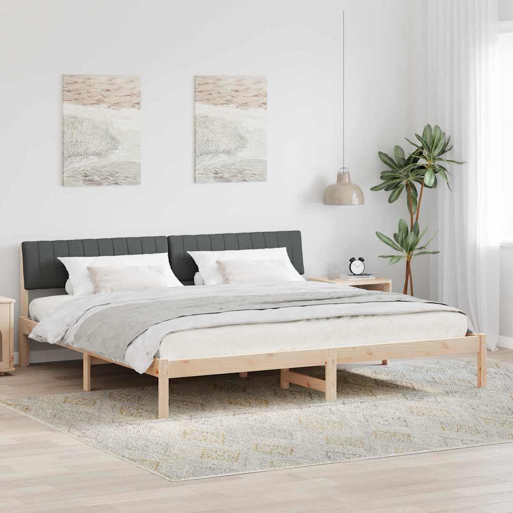 Sängram brun och mörkgrå 200 x 200 cm Massiv furu
