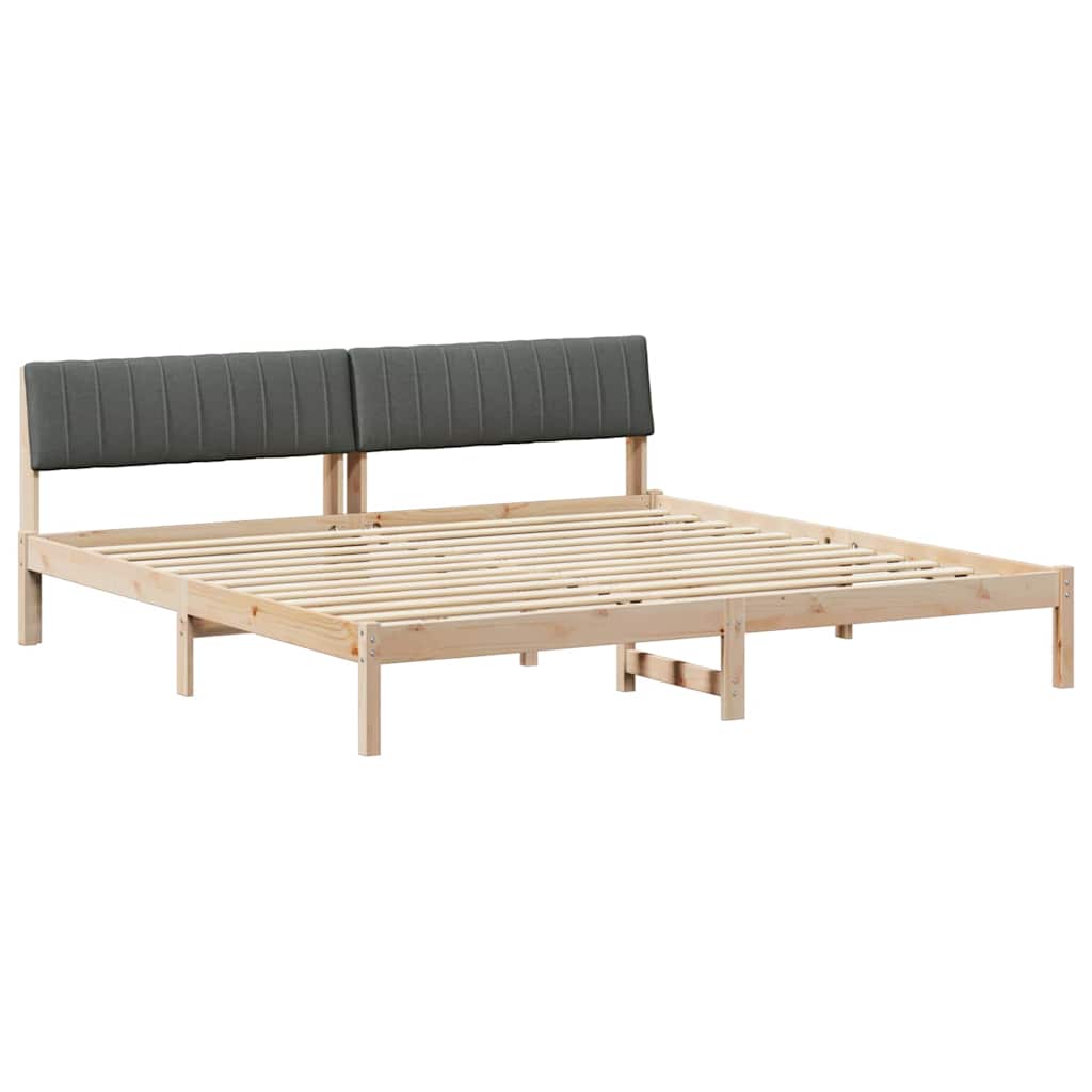 Sängram brun och mörkgrå 200 x 200 cm Massiv furu