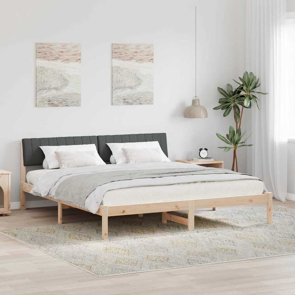 Sängram brun och mörkgrå 180 x 200 cm Massiv furu
